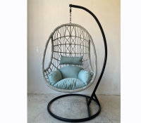 Bašt.stolica na ljuljanje-jaje 120x89x71cm siva mat/zeleni jastuk Funan