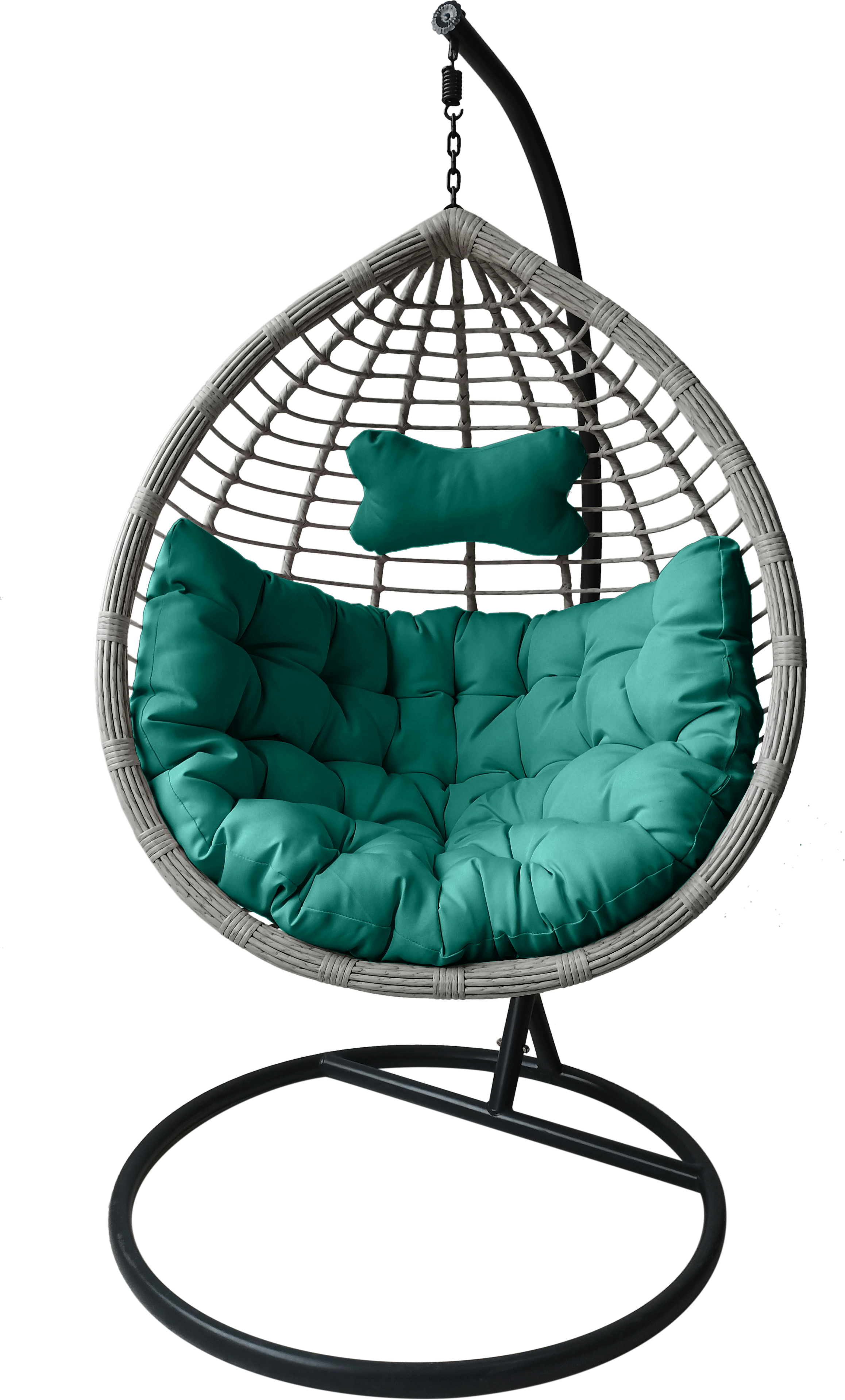 Bašt.stolica na ljuljanje-jaje 102x122x67cm H-195cm siva/zelena Funan