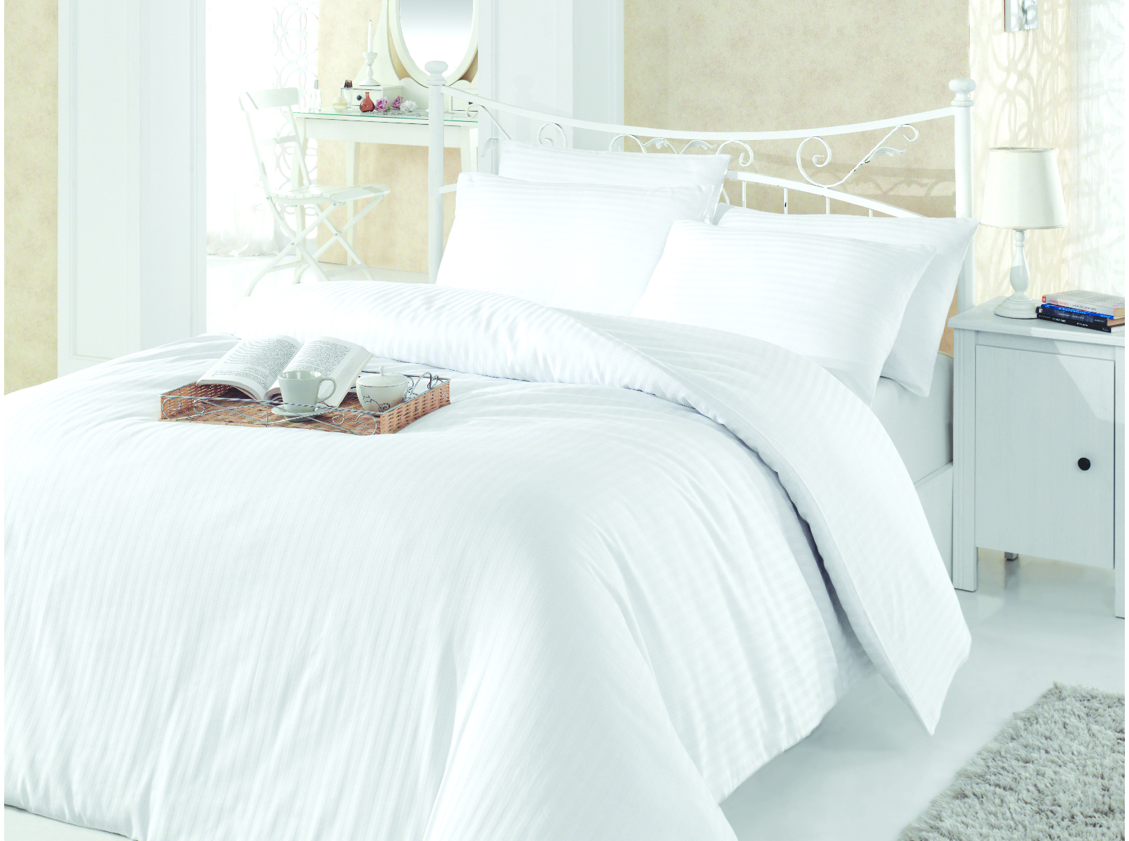 50x70 Hotel. jastučnica Oxford satenska bijela na pruge Cotton box