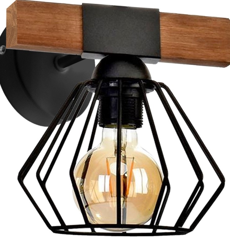 Zidna svjetiljka Ulf  60W E27 crna/boja drveta Milagro