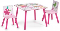Dječiji garn. sto+dvije stolice "Girly" roza 3/1 drvo Zeller