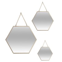 Set heksagonalnih ogledala 3/1 boja zlata Atmosphera C. Dinterieur