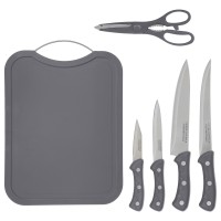 Set za rezanje:daska+4 noža+makaze sivi Secret de Gourmet