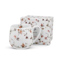 Šolja za čaj Safa 430ml bijela cvjetna u poklon pakovanju Duo