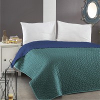 Prekrivač štepani 200x220cm za franc. krevet zeleno-plavi